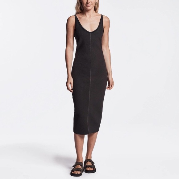 James Perse Los Angeles Chevron Rib Cami Tank Dress in black, Small, Size 1 - Picture 7 of 7